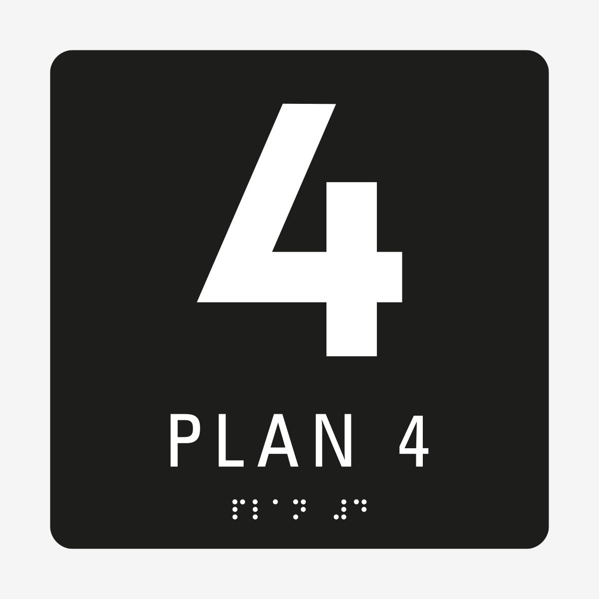 Taktil skylt m. brailleskrift PLAN 4