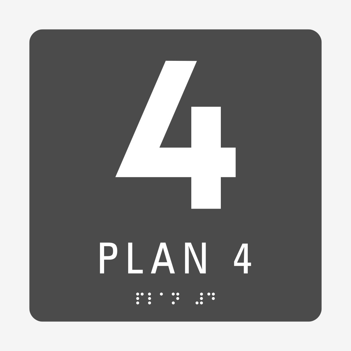 Taktil skylt m. brailleskrift PLAN 4