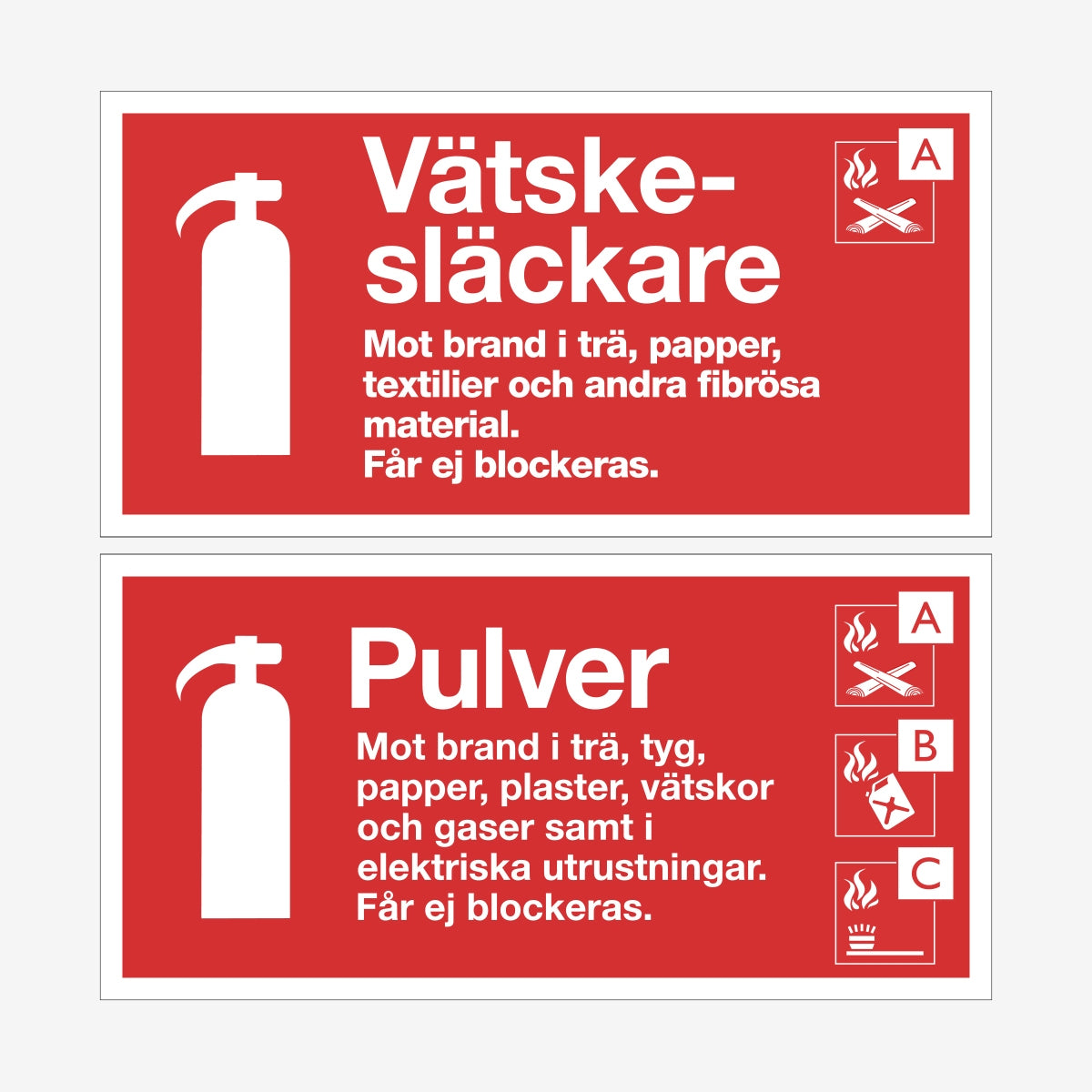 Typskylt Vätskesläckare/Pulver